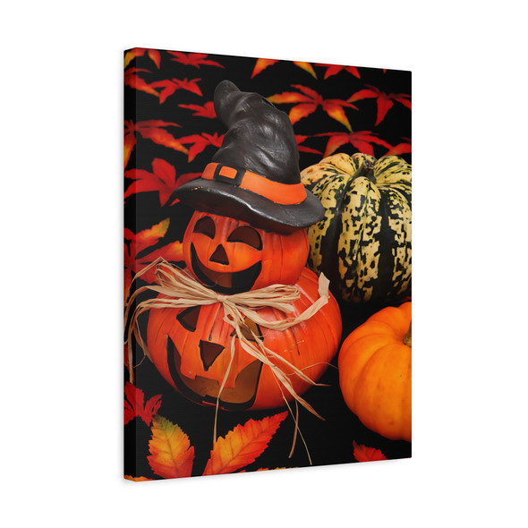 Halloween Harvest Haunt: Pumpkin Patch Elegance - Unframed Canvas Wall Art Decor 16″ x 20″ (Vertical)/1.25"