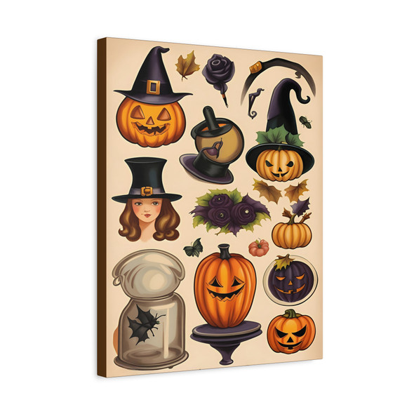 Hallows of Harvest: Pumpkin Gothic Autumn Enchantment - Unframed Canvas Wall Art Decor 16″ x 20″ (Vertical)/1.25"