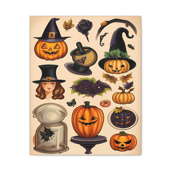 Hallows of Harvest: Pumpkin Gothic Autumn Enchantment - Unframed Canvas Wall Art Decor 16″ x 20″ (Vertical)/1.25"