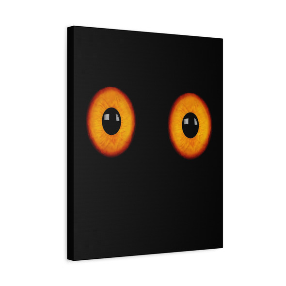 Nocturnal Gaze: Luminous Predator Eyes, Amber Night Vision - Unframed Canvas Wall Art Decor 16″ x 20″ (Vertical)/1.25"