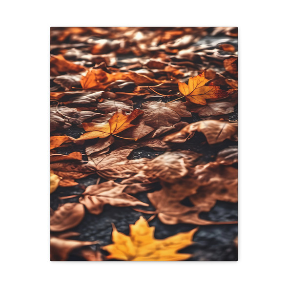 Fallen Maple Leaves, Macro Nature Photography - Unframed Canvas Wall Art Decor 16″ x 20″ (Vertical)/1.25"