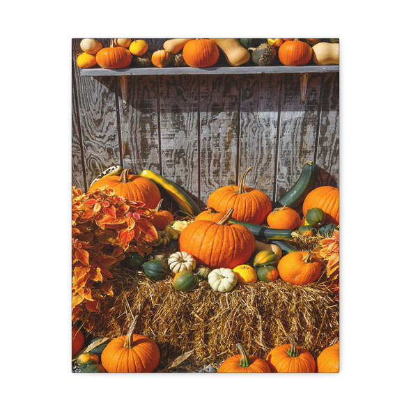 Autumn's Harvest Bounty: Rustic Pumpkin Palette, Seasonal Farmhouse -Unframed Canvas Wall Art Decor 16″ x 20″ (Vertical)/1.25"