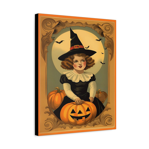 Witching Hour Revelry: Vintage Halloween, Classic Autumn Illustration - Unframed Canvas Wall Art Decor 16″ x 20″ (Vertical)/1.25"