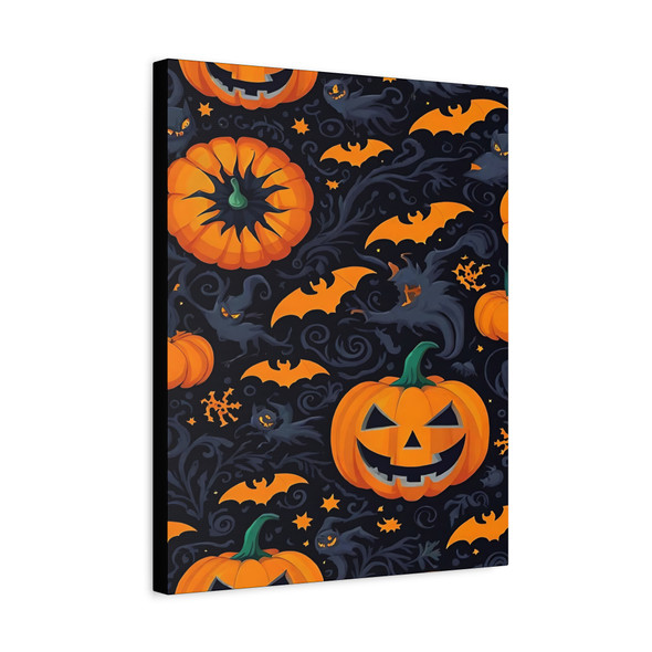 Halloween Pumpkin Parade, Spooky Nocturnal Graphic Design - Unframed Canvas Wall Art Decor 16″ x 20″ (Vertical)/1.25"