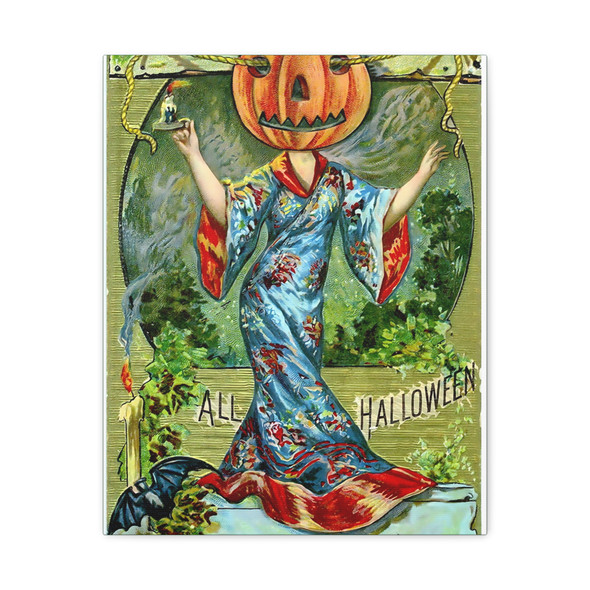 Strange Sights of Halloween: Surreal Jack-o'-Lantern Figure - Unframed Canvas Wall Art Decor 16″ x 20″ (Vertical)/1.25"