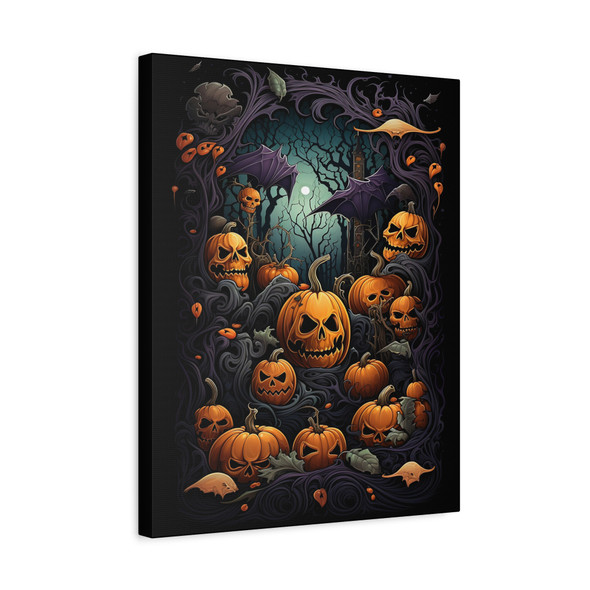 Pumpkin Grove: Halloween Forest Nightmare, Gothic Illustration Masterpiece - Unframed Canvas Wall Art Decor 16″ x 20″ (Vertical)/1.25"