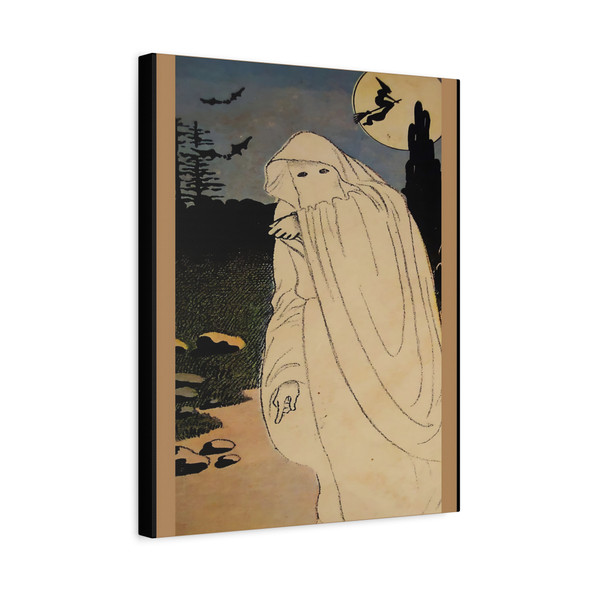 Spectral Haunting: Vintage Halloween Illustration, Ghostly Landscape - Unframed Canvas Wall Art Decor 16″ x 20″ (Vertical)/1.25"