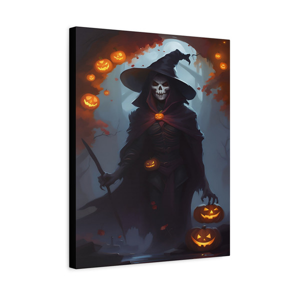 Harvest of Shadows: Grim Reaper Gothic Illustration - Unframed Canvas Wall Art Decor 16″ x 20″ (Vertical)/1.25"