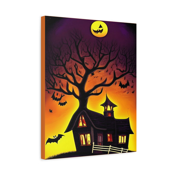 Haunting Halloween House: Moonlit Nightmare Landscape - Unframed Canvas Wall Art Decor 16″ x 20″ (Vertical)/1.25"