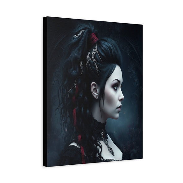 Ethereal Shadows: Gothic Portrait of Elegance, Digital Dark Romance - Unframed Canvas Wall Art Decor 16″ x 20″ (Vertical)/1.25"