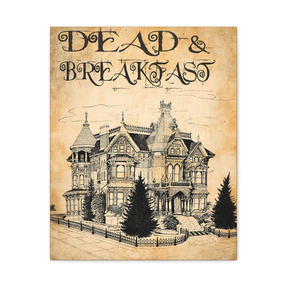Dead & Breakfast: Victorian Gothic Mansion Illustration - Unframed Canvas Wall Art Decor 16″ x 20″ (Vertical)/1.25"