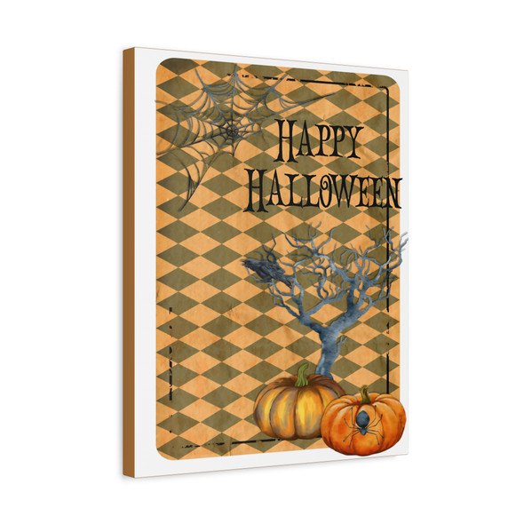 Haunting Harvest: Vintage Halloween Graphic, Spooky Seasonal Illustration - Unframed Canvas Wall Art Decor 16″ x 20″ (Vertical)/1.25"