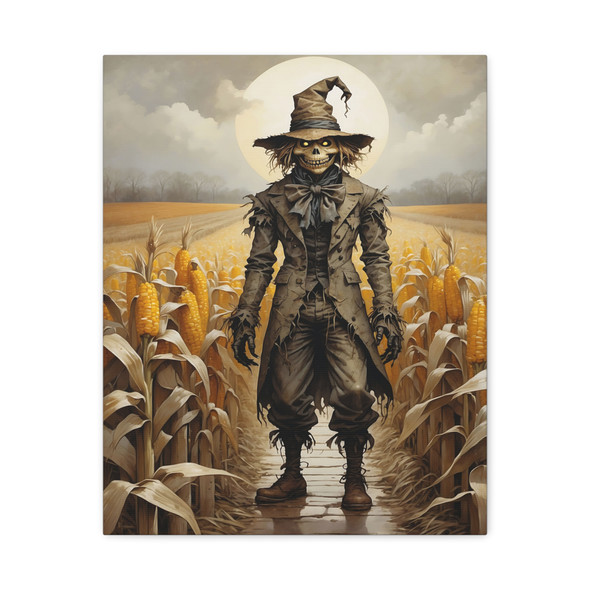 Harvest of Shadows: Gothic Scarecrow Nightmare, Dark Agricultural Horror - Unframed Canvas Wall Art Decor 16″ x 20″ (Vertical)/1.25"
