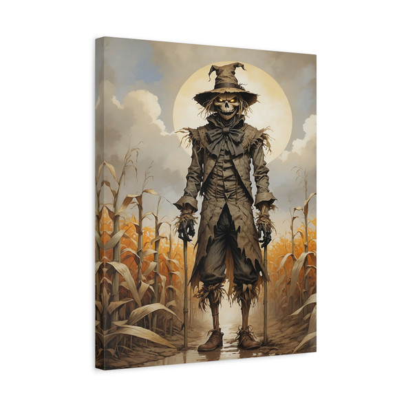 Halloween Gothic Scarecrow Silhouette, Dark Autumn Fantasy Art - Unframed Canvas Wall Art Decor 16″ x 20″ (Vertical)/1.25"