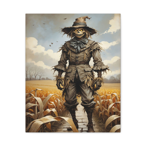 Phantom of the Cornfield: Skeletal Scarecrow, Haunting Landscape - Unframed Canvas Wall Art Decor 16″ x 20″ (Vertical)/1.25"