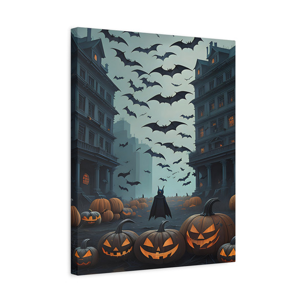 Shadows of the Hallowed Cityscape: Gothic Halloween Illustration - Unframed Canvas Wall Art Decor 16″ x 20″ (Vertical)/1.25"
