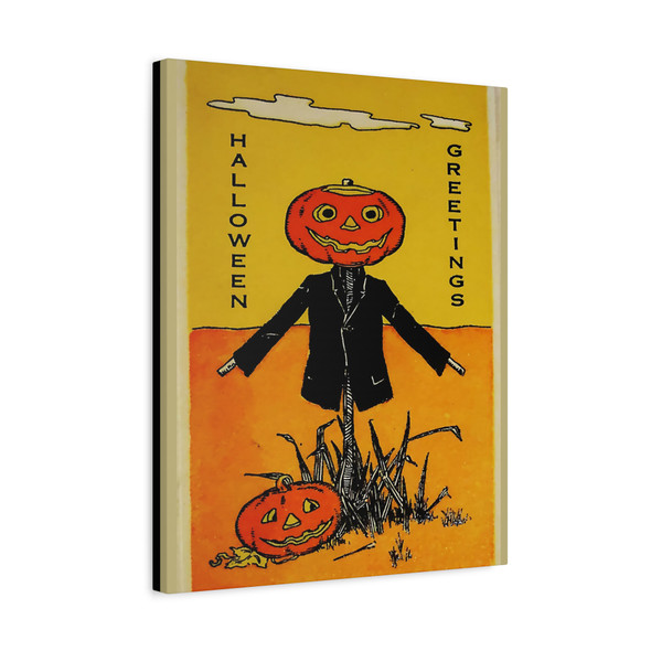 Halloween Greetings: Vintage Jack-o'-Lantern Postcard, Seasonal Illustration - Unframed Canvas Wall Art DecorUnframed Canvas Wall Art Decor 16″ x 20″ (Vertical)/1.25"