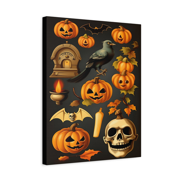 Pumpkin Nocturne, Halloween Illustration Anthology - Unframed Canvas Wall Art Decor 16″ x 20″ (Vertical)/1.25"