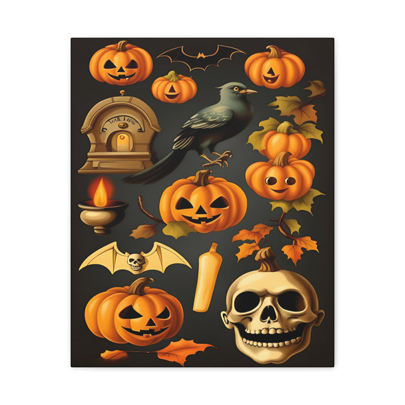 Pumpkin Nocturne, Halloween Illustration Anthology - Unframed Canvas Wall Art Decor 16″ x 20″ (Vertical)/1.25"