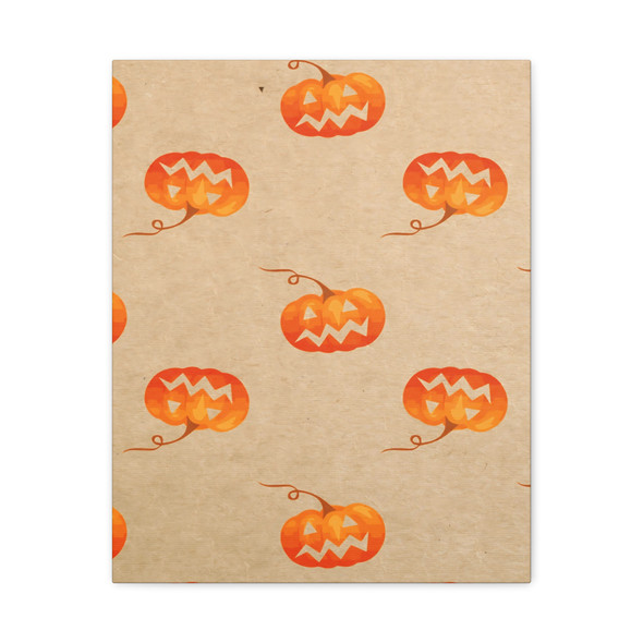 Pumpkin Parade: Halloween Watercolor Pattern, Festive Jack-o'-Lantern - Unframed Canvas Wall Art Decor 16″ x 20″ (Vertical)/1.25"