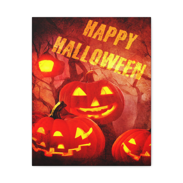 Halloween Glow: Jack-o'-Lantern Festival, Festive Seasonal Art - Unframed Canvas Wall Art Decor 16″ x 20″ (Vertical)/1.25"