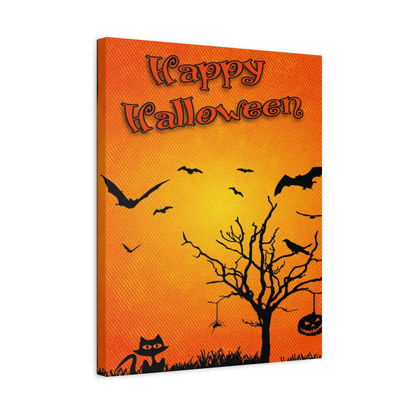 Spooky Halloween Landscape, Gradient Orange Night Scene - Unframed Canvas Wall Art Decor 16″ x 20″ (Vertical)/1.25"