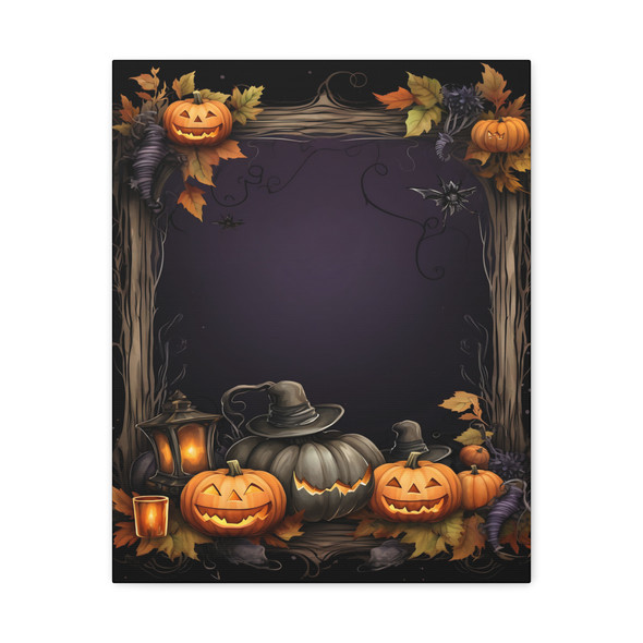 Jack-o'-Lantern Nocturne, Vintage Halloween Illustration - Unframed Canvas Wall Art Decor 16″ x 20″ (Vertical)/1.25"