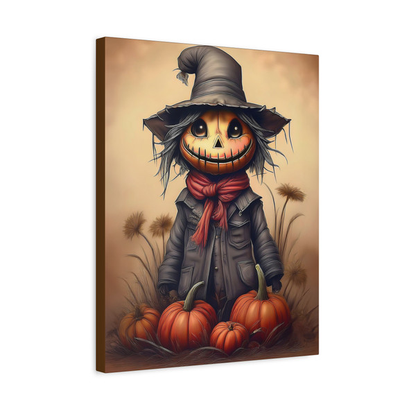 Harvest's Haunting Messenger: Pumpkin Spirit of Halloween - Unframed Canvas Wall Art Decor 16″ x 20″ (Vertical)/1.25"