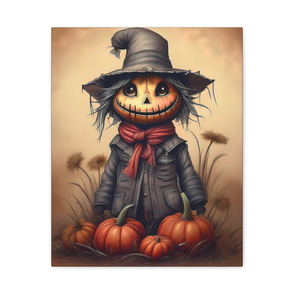 Harvest's Haunting Messenger: Pumpkin Spirit of Halloween - Unframed Canvas Wall Art Decor 16″ x 20″ (Vertical)/1.25"