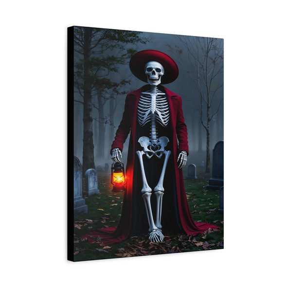 Spectral Guardian of the Mist: Crimson Requiem, Día de los Muertos Gothic Art - Unframed Canvas Wall Art Decor 16″ x 20″ (Vertical)/1.25"