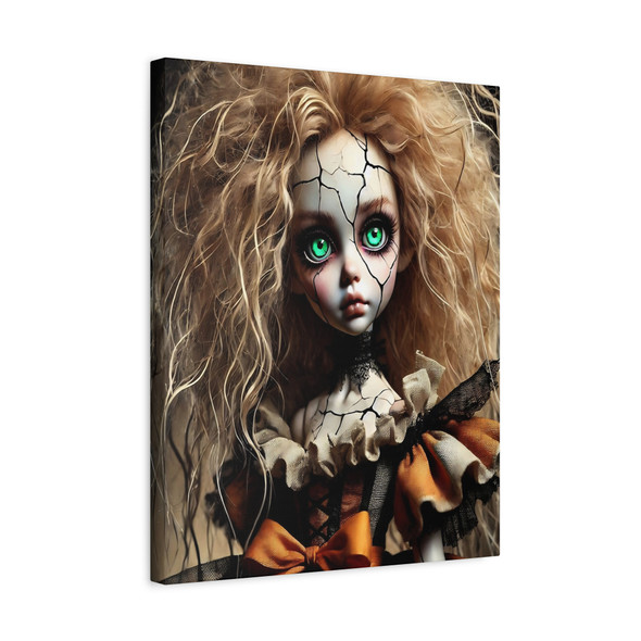 Fractured Porcelain Reverie: Gothic Enchantress Doll - Unframed Canvas Wall Art Decor 16″ x 20″ (Vertical)/1.25"