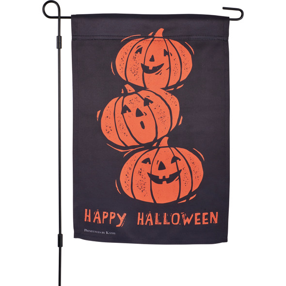 Double Sided Polyester Garden Flag - Happy Halloween Vintage Pumpkins from Primitives by Kathy