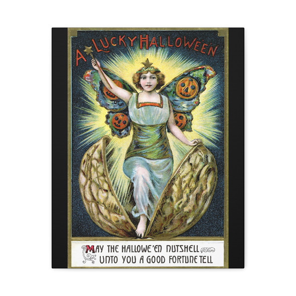 Halloween's Magical Messenger: Vintage Fairy Enchantment - Unframed Canvas Wall Art Decor 16″ x 20″ (Vertical)/1.25"