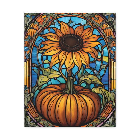 Stained Glass Harvest, Art Nouveau Splendor - Unframed Canvas Wall Art Decor 16″ x 20″ (Vertical)/1.25"