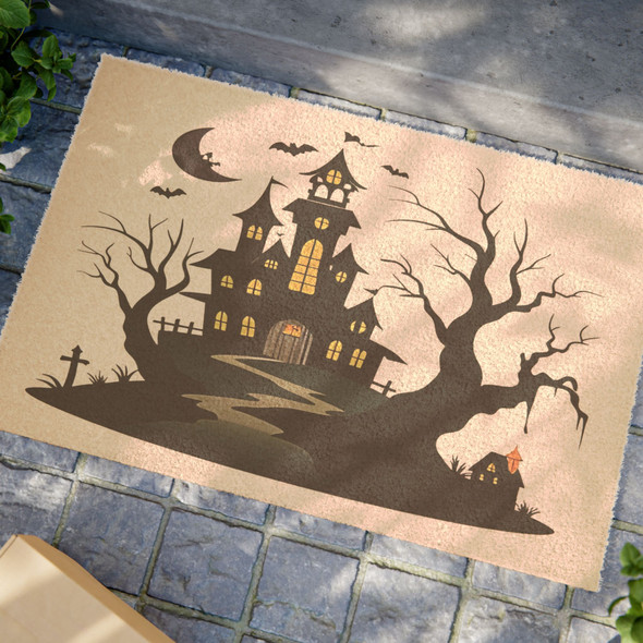 Halloween Anti-Slip Coir Doormat 24" x 16" - Midnight Manor Haunted House