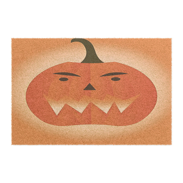 Halloween Anti-Slip Coir Doormat 24" x 16" - Grumpy Jack Pumpkin