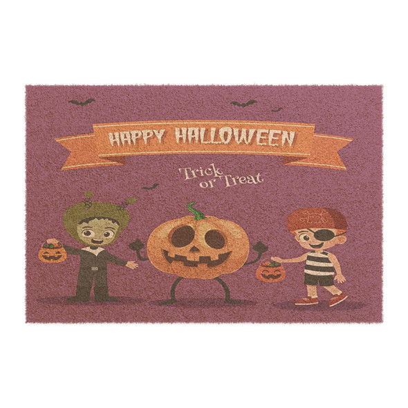 Halloween Anti-Slip Coir Doormat 24" x 16" - Halloween Trick or Treat Parade: Spooky Cartoon Characters