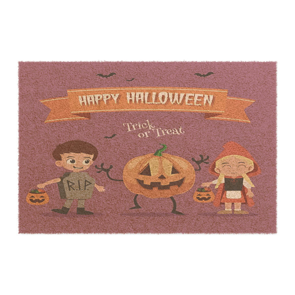 Halloween Anti-Slip Coir Doormat 24" x 16" - Halloween Night Adventure: Trick or Treat Spooky Kids