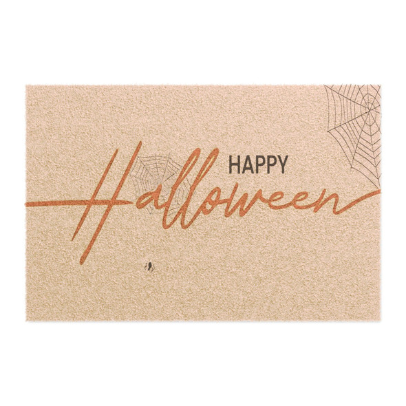 Happy Halloween Anti-Slip Coir Doormat 24" x 16" - Spooky Spiderweb Elegance