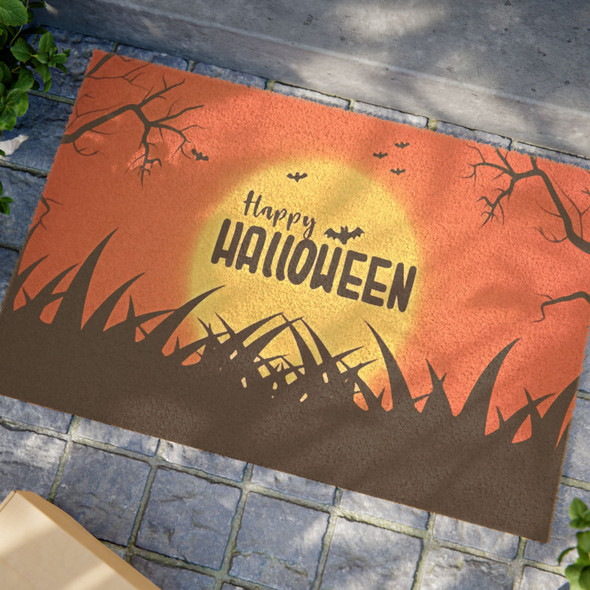 Happy Halloween Anti-Slip Coir Doormat 24" x 16" - Haunting Harvest