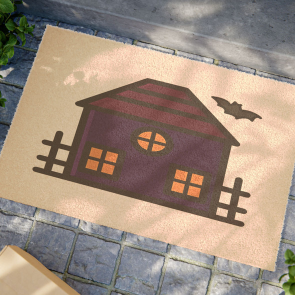 Halloween Anti-Slip Coir Doormat 24" x 16" - Haunted House