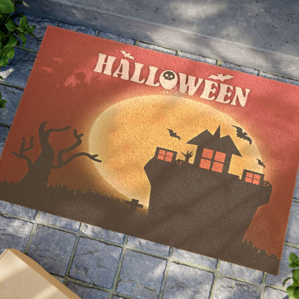 Halloween Anti-Slip Coir Doormat 24" x 16" - Moonlit Macabre