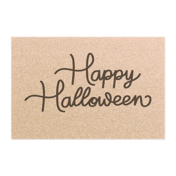 Happy Halloween Anti-Slip Coir Doormat 24" x 16" - Haunting Handwritten Halloween Wishes