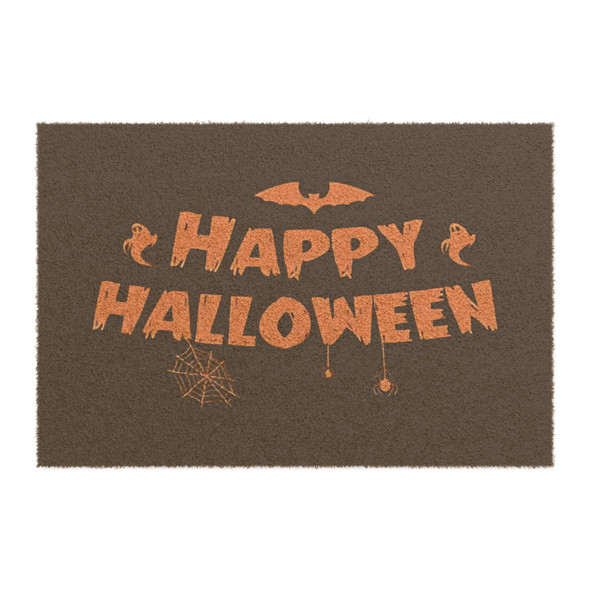 Happy Halloween Anti-Slip Coir Doormat 24" x 16" - Spooky Spirits Salute