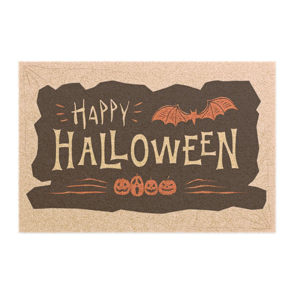Happy Halloween Anti-Slip Coir Doormat 24" x 16" - Spooky Pumpkin Parade