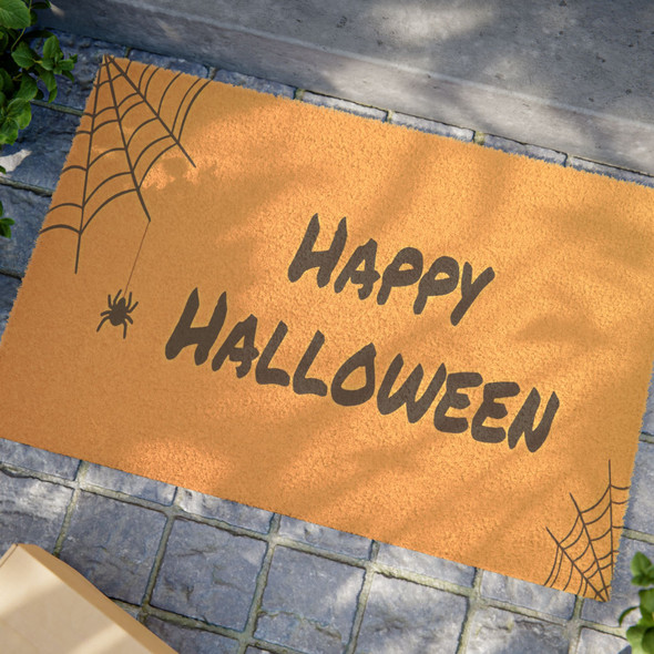Halloween Anti-Slip Coir Doormat 24" x 16" - Spooky Webs