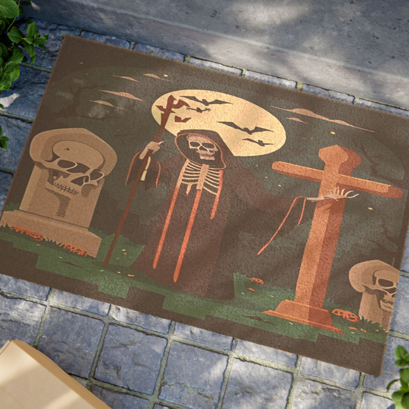 Halloween Anti-Slip Coir Doormat 24" x 16" - Reaper's Harvest
