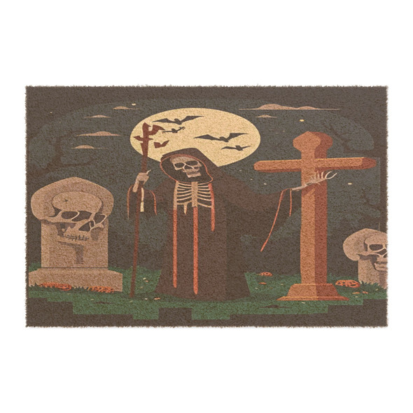 Halloween Anti-Slip Coir Doormat 24" x 16" - Reaper's Harvest