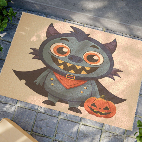 Halloween Anti-Slip Coir Doormat 24" x 16" - Blue Monster Bash Halloween Anti-Slip Coir Doormat 24" x 16" - Blue Monster Bash
