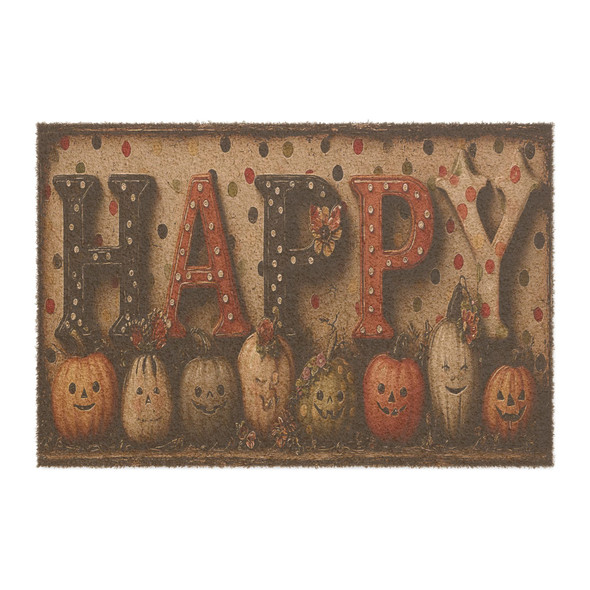 Halloween Anti-Slip Coir Doormat 24" x 16" - Festive Halloween Harvest: Charming Pumpkin Artwork